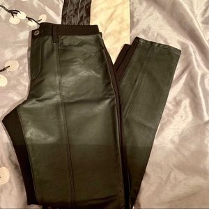 Black jeans with faux leather front